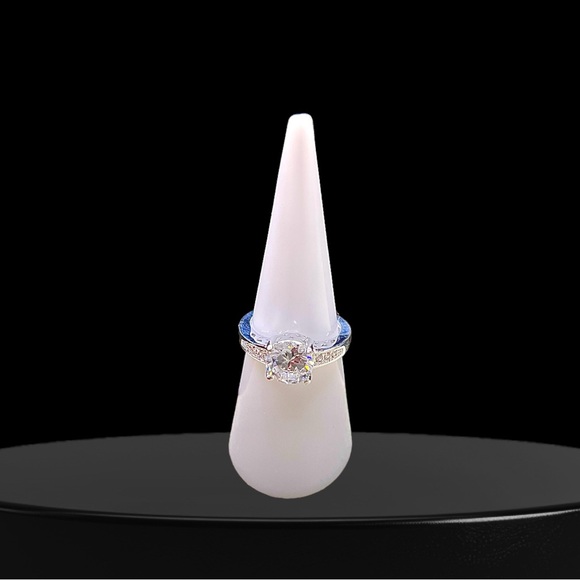 New Exclusively Fancy Solitaire Cut Sterling Silver .925 AAA CZ Ring - Szie 6 - Picture 5 of 12